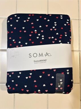 Soma Navy Lounge Set with Red, Pink & White Hearts